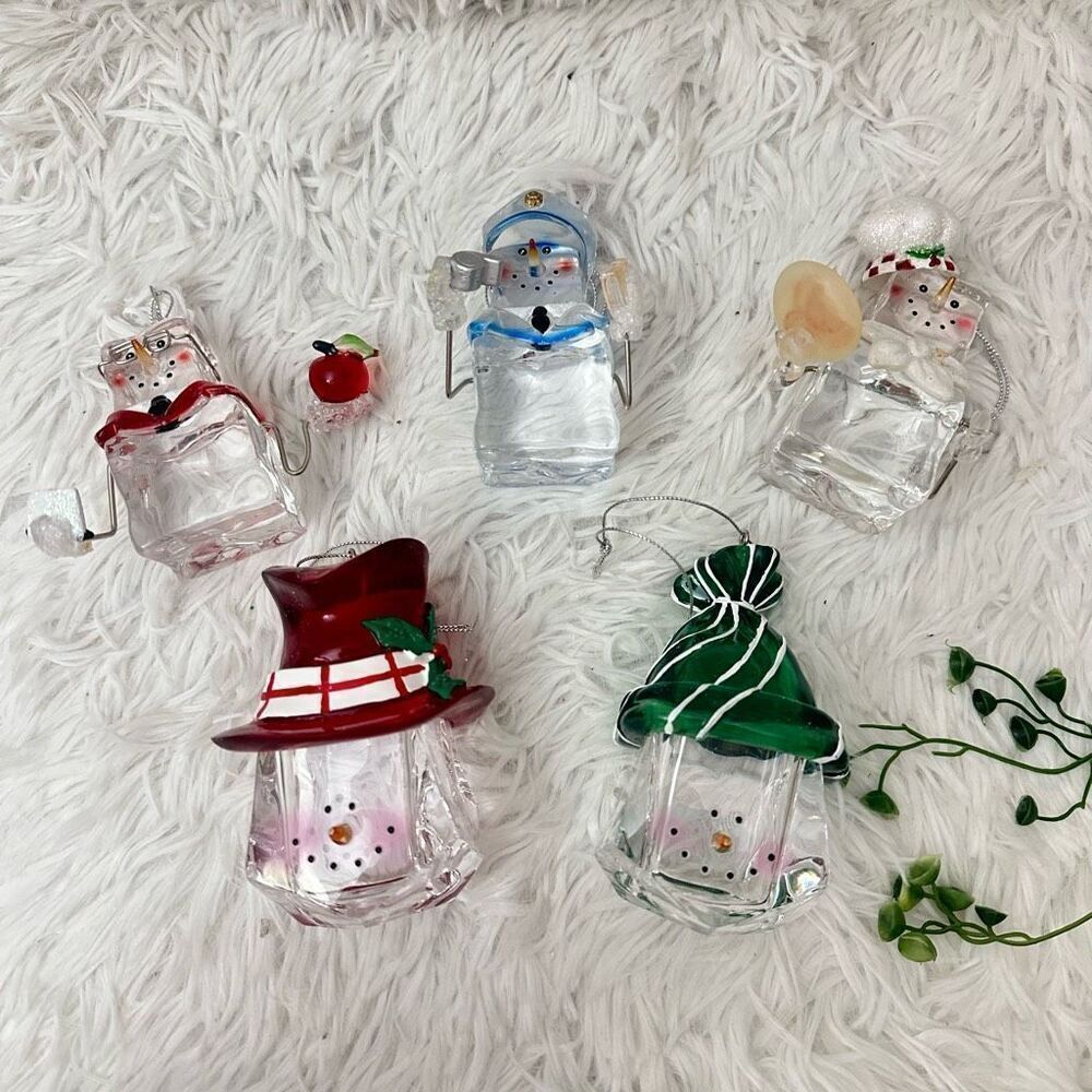 Icy Snowman‎ Assorted 5 Piece Hanging Christmas Ornament Lot Unbranded